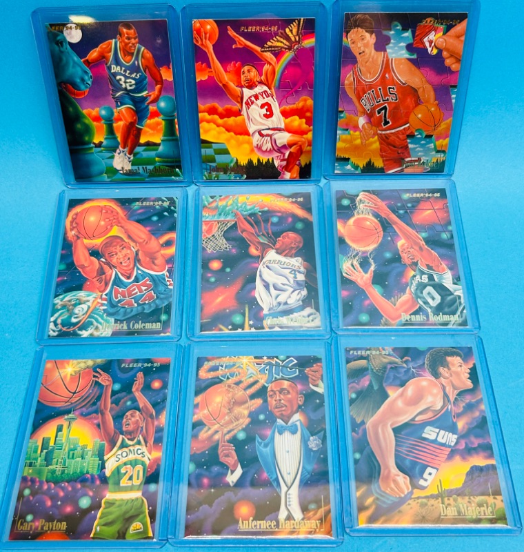 Photo 1 of 151403…fleer basketball card set 1-9  in hard plastic sleeves 