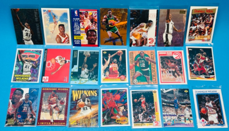 Photo 1 of 151426…21 Dominique Wilkins cards in plastic sleeves 