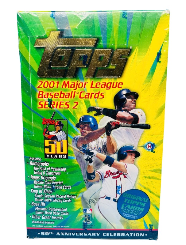 Photo 1 of 151429…sealed Topps 2001 baseball cards series 2 box 50th anniversary 36 packs