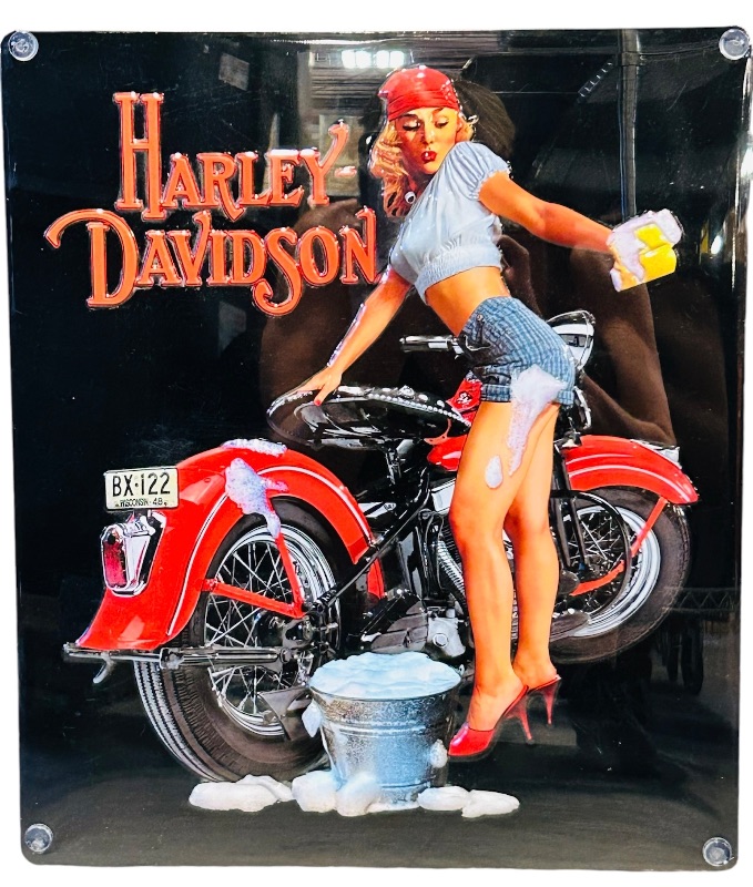 Photo 3 of 151449…19 x 21” Harley Davidson framed tin wall hanging 