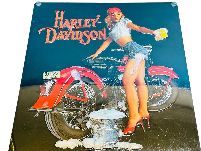 Photo 2 of 151449…19 x 21” Harley Davidson framed tin wall hanging 