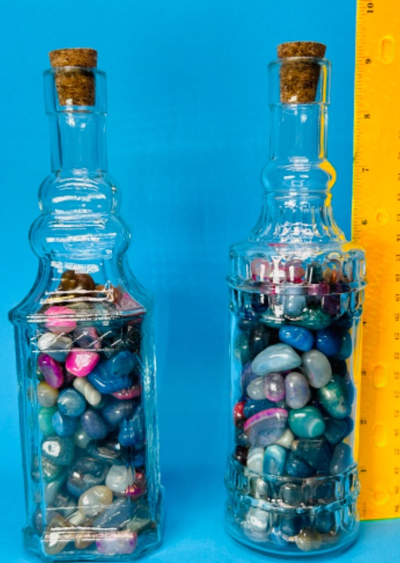 Photo 1 of 151459…2 tall bottles of polished rocks 