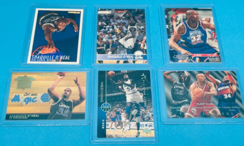 Photo 1 of 151469…6 Shaquille O’Neal cards in hard plastic sleeves 