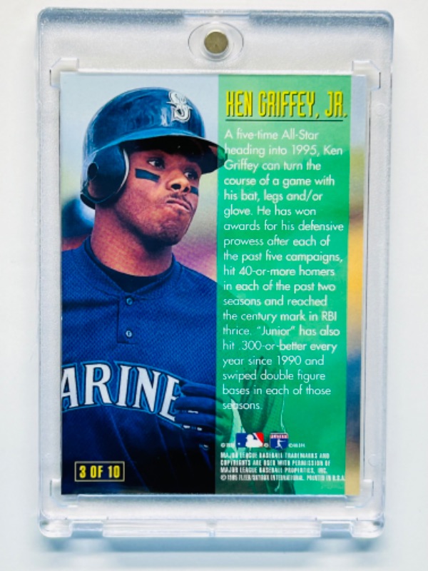 Photo 2 of 151470…E Motion Ken Griffey Jr. card 3 in hard plastic case 