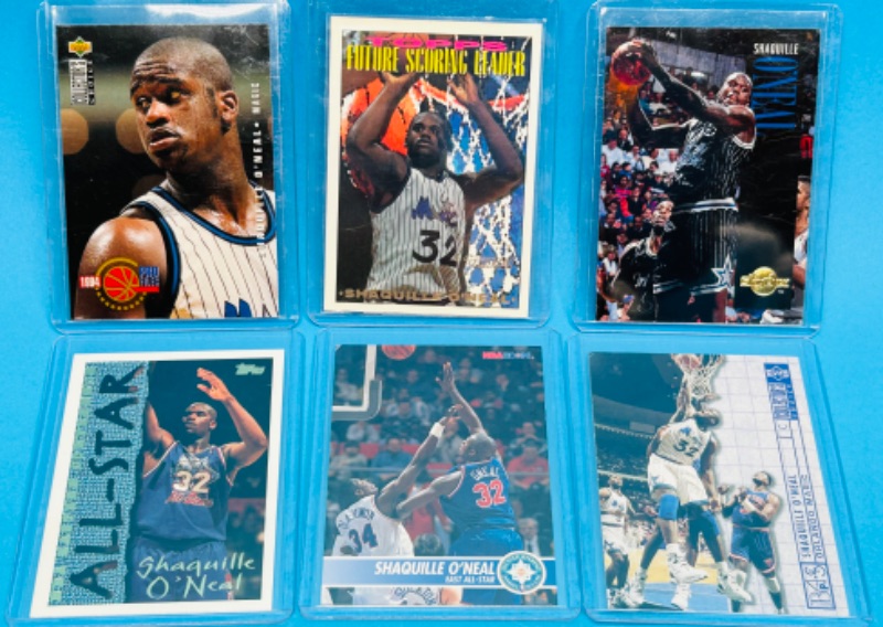 Photo 1 of 151483…6 Shaquille O’Neal cards in hard plastic sleeves 