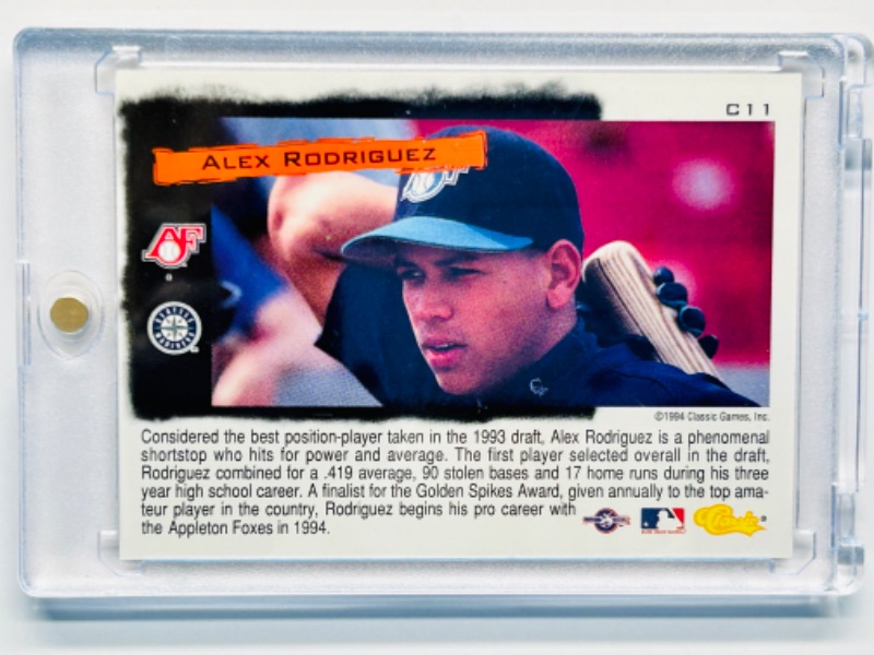 Photo 3 of 151491…Rookie Alex Rodriguez chrome cream of the crop card C11 in hard plastic case 