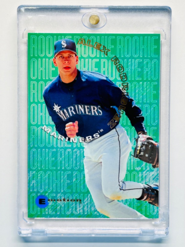 Photo 1 of 151492…E Motion Alex Rodriguez rookie card 10  in hard plastic case 