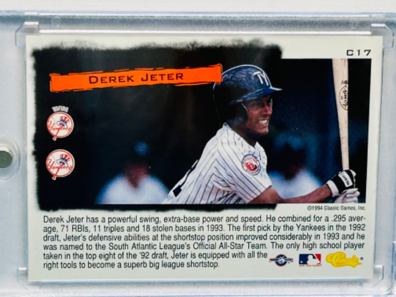 Photo 2 of 151493…Rookie Derek Jeter chrome card C17 in hard plastic case 