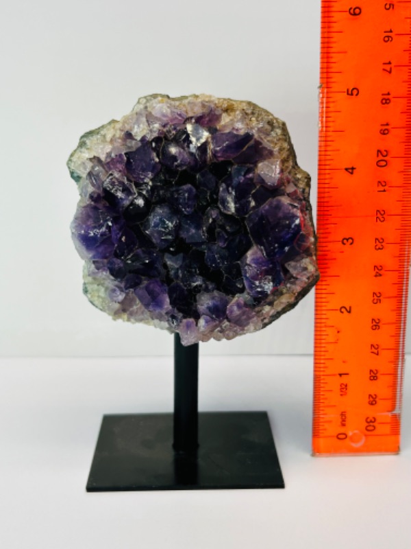 Photo 2 of 151500…5” amethyst crystal rock on display stand-height includes stand 