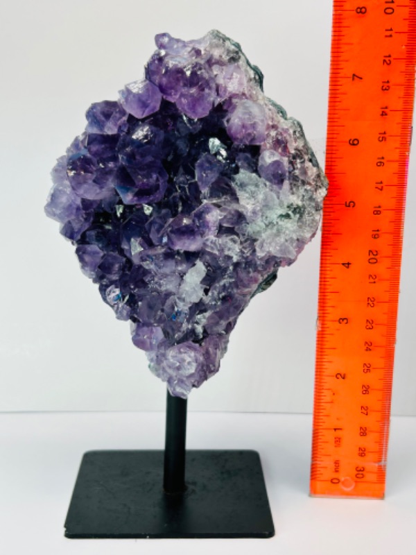 Photo 3 of 151509…7.5” amethyst crystal rock on display stand- height includes stand
