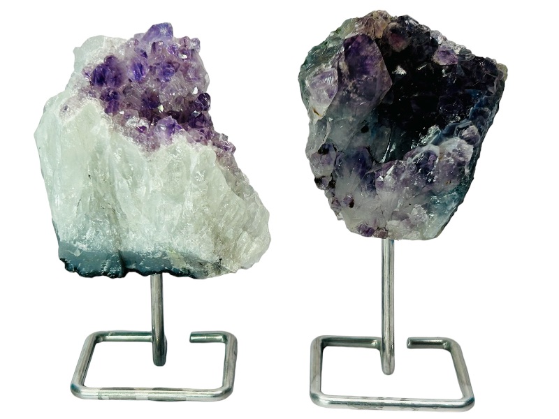 Photo 1 of 151510…2 amethyst crystal rocks on stands 4” tall including stands