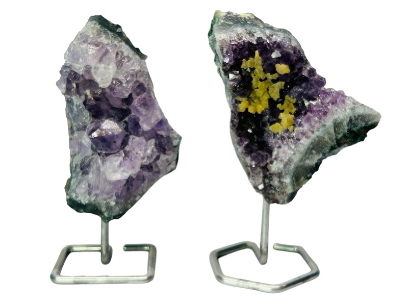 Photo 1 of 151511… 2 amethyst crystal rocks on stands 4.5” tall including stands