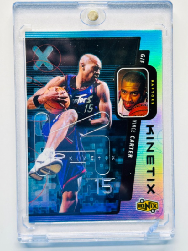 Photo 1 of 151539…Kinetix refractor Vince Carter rookie card K7  in hard plastic case