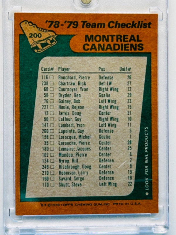 Photo 2 of 151542…1978 Montreal Canadians team card 200  in hard plastic case