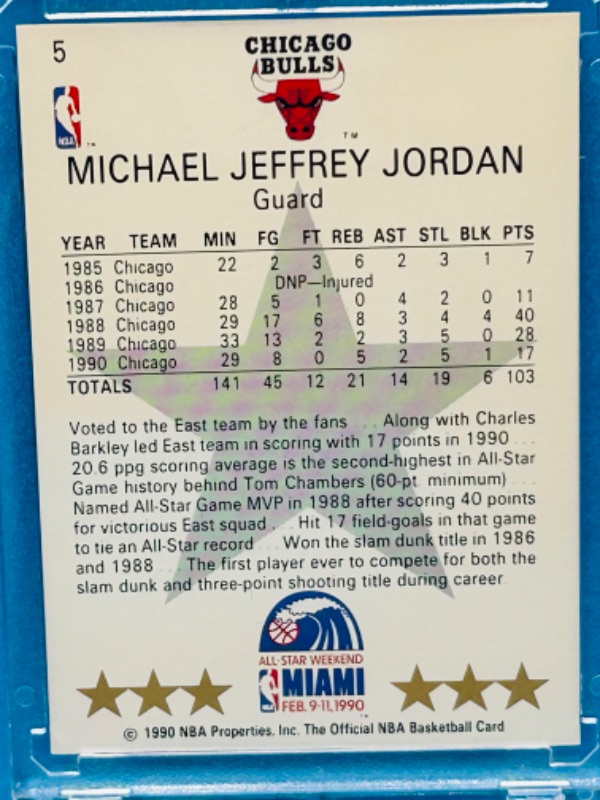 Photo 2 of 151544…NBA Hoops Michael Jordan card 5  in hard plastic case