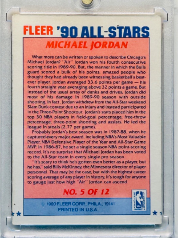 Photo 2 of 151545…fleer Michael Jordan card 5  in hard plastic case