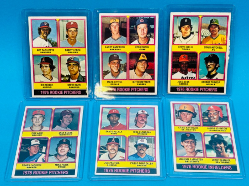 Photo 1 of 151550…6 Rookie 1976 Pitchers cards in hard plastic sleeves 