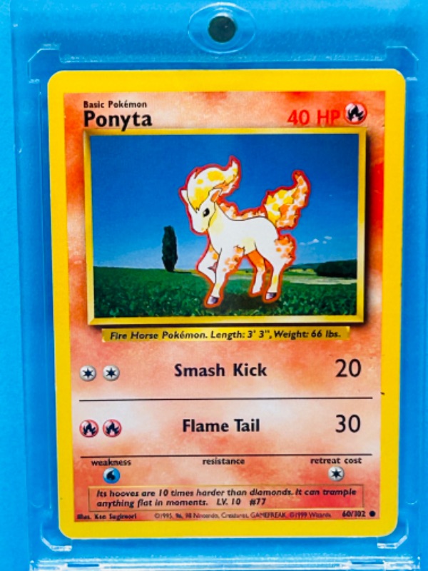 Photo 1 of 151556…Pokémon Ponyta card 60/102 in hard plastic case 