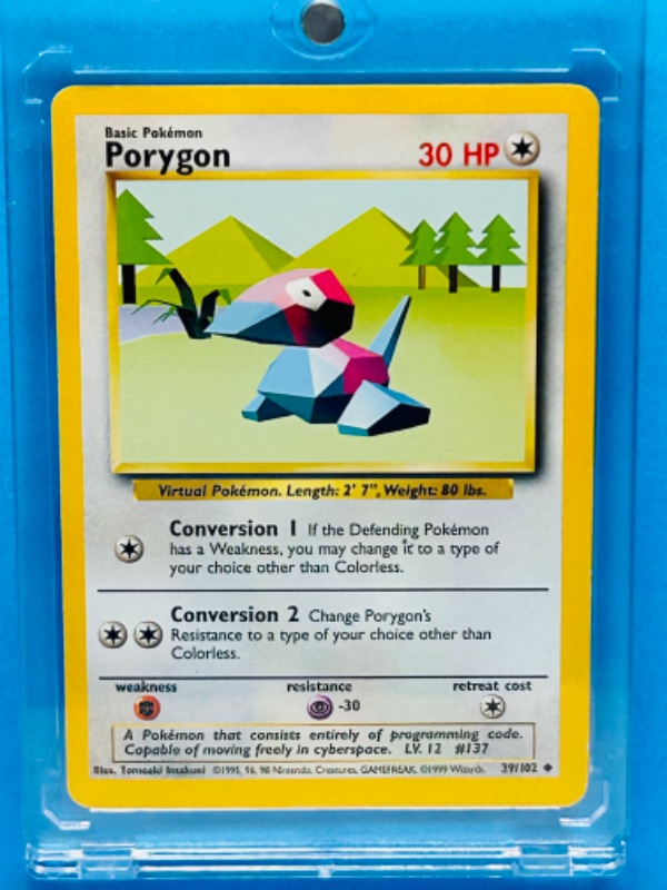 Photo 1 of 151558…Pokémon porygon card 39/102 in hard plastic case 