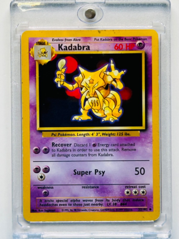 Photo 1 of 151559…Pokémon Kadabra card 32/102 in hard plastic case 