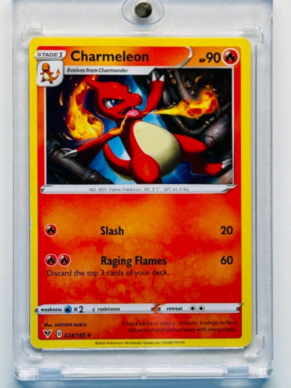 Photo 1 of 152567…Pokémon charmeleon card 024/185 in hard plastic case 