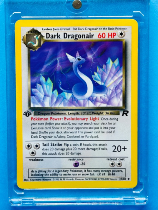 Photo 1 of 151568…Pokémon dark dragonair card 33/82 in hard plastic case 