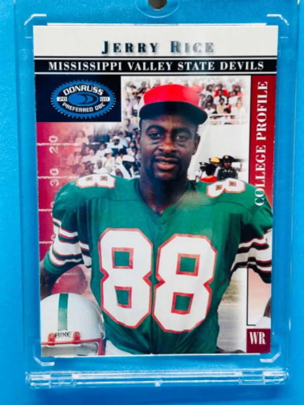 Photo 1 of 151569…Donruss Jerry Rice college  card 50 in hard plastic case 