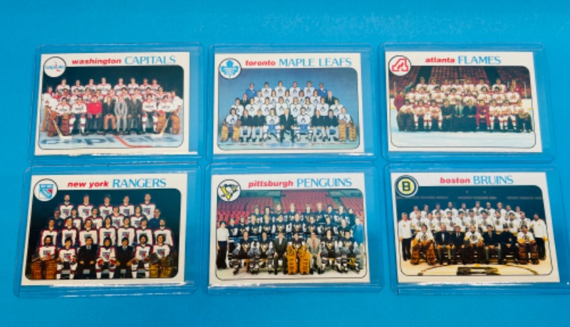 Photo 1 of 151573…6 vintage 1978 hockey team cards in hard plastic sleeves 