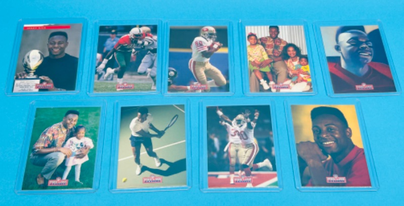 Photo 1 of 151574…Pro Line Profiles Jerry Rice card 1-9 set in hard plastic sleeves 