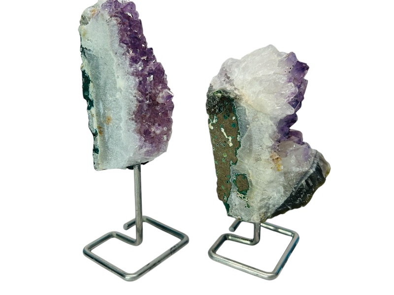 Photo 3 of 151587…2 small amethyst crystal rocks  on stand-height includes display stands 