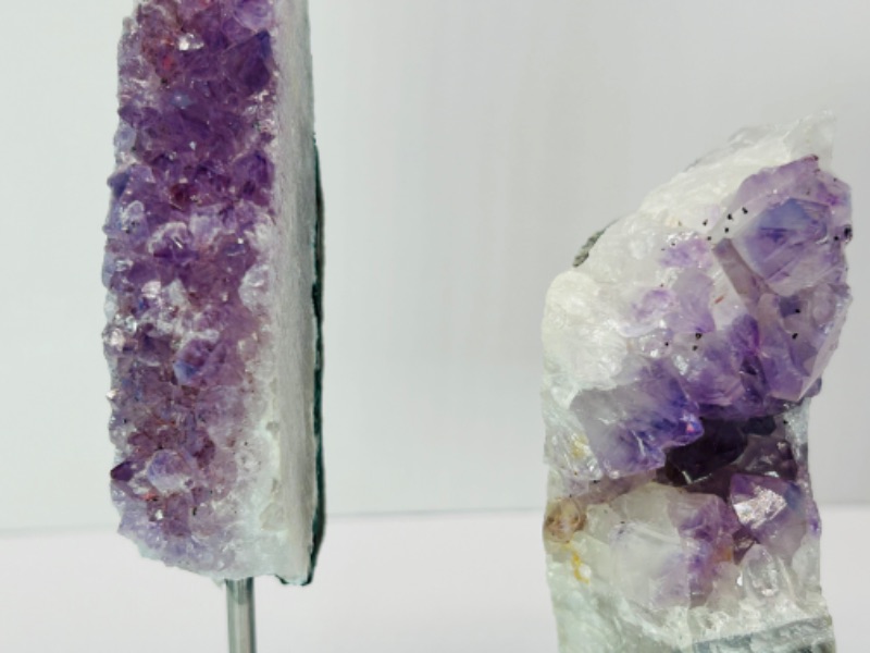 Photo 5 of 151587…2 small amethyst crystal rocks  on stand-height includes display stands 