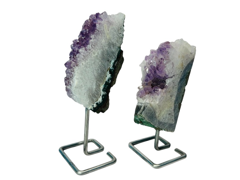 Photo 1 of 151587…2 small amethyst crystal rocks  on stand-height includes display stands 