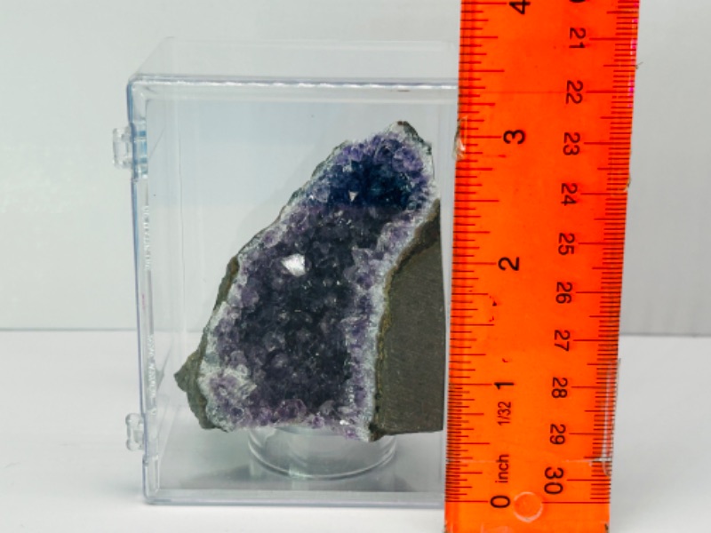 Photo 2 of 151594… 2.5”  amethyst crystal rock in display case