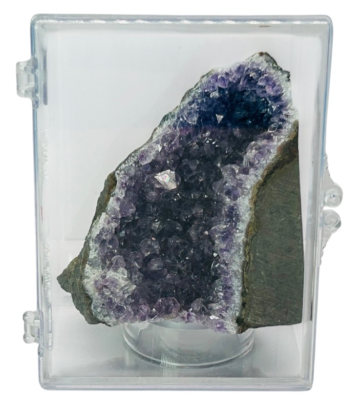 Photo 1 of 151594… 2.5”  amethyst crystal rock in display case