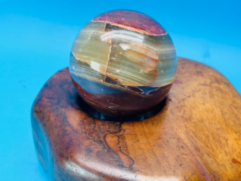 Photo 6 of 151611…designer wood and green onyx ball 9 x 7”- ball is 3”