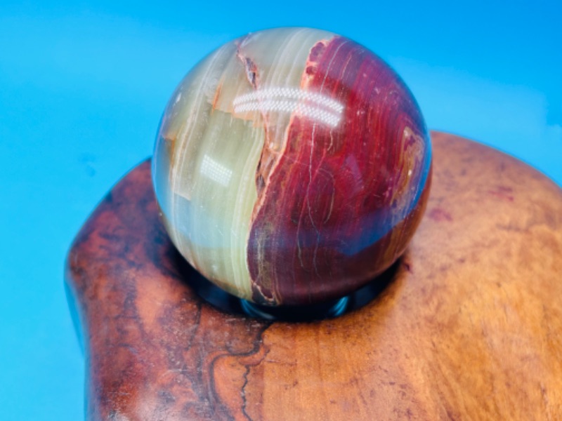 Photo 4 of 151611…designer wood and green onyx ball 9 x 7”- ball is 3”