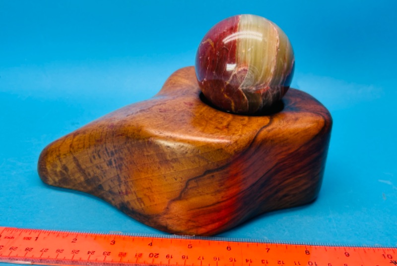 Photo 5 of 151611…designer wood and green onyx ball 9 x 7”- ball is 3”