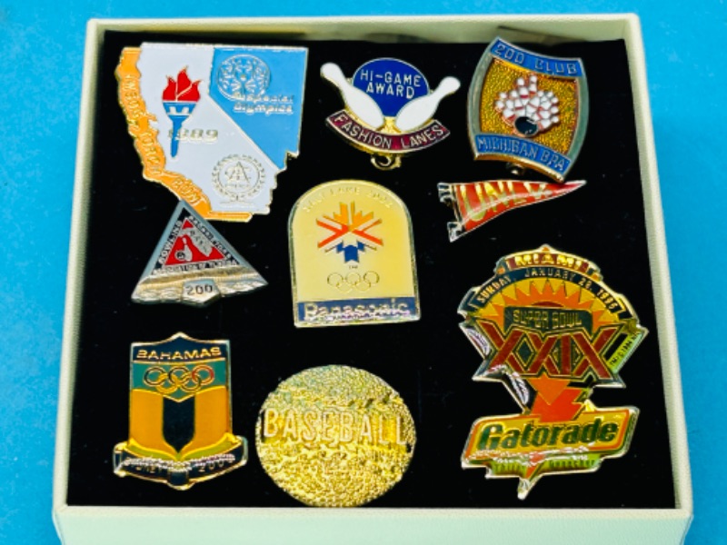 Photo 1 of 151640… vintage sports  pins in gift box 