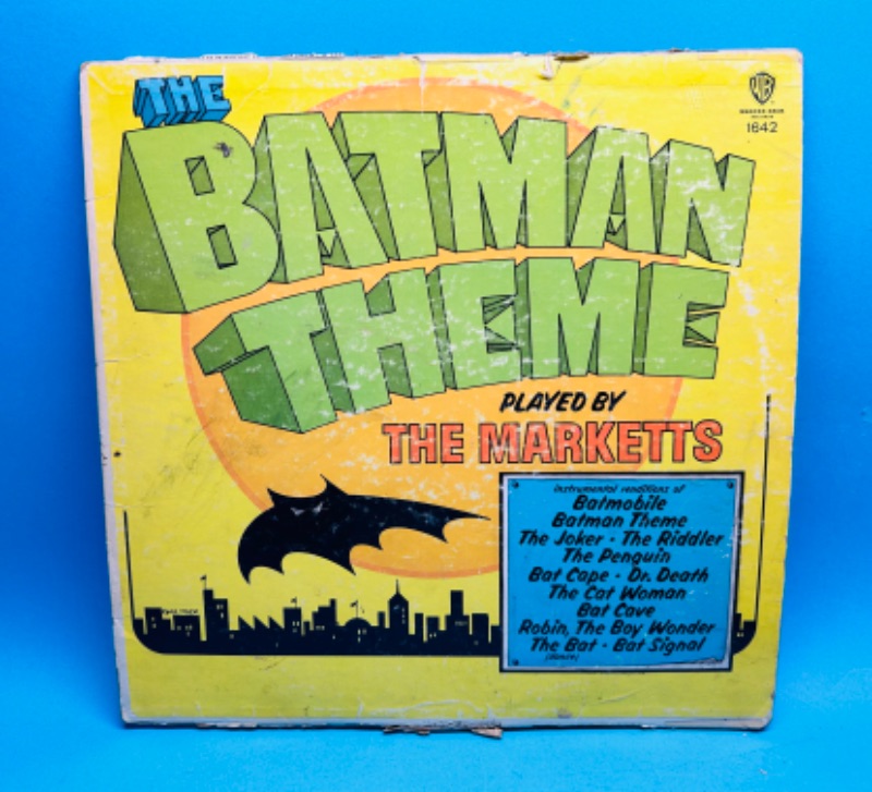 Photo 1 of 151698…record and cover in very poor condition-vintage the Batman Theme vinyl record- untested-major  scratches and cover damage 