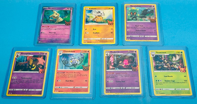 Photo 1 of 151750…7 holo Pokémon trick or trade  cards in hard plastic sleeves 