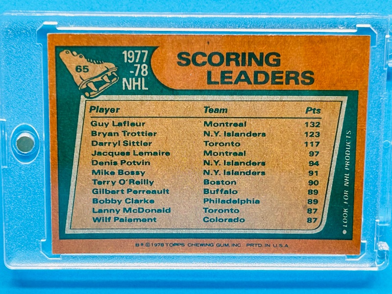 Photo 2 of 151761…vintage topps scoring leaders card 65 in hard plastic case 