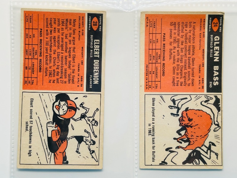 Photo 1 of 151781…vintage 1965 tallboy football cards in plastic sleeves 