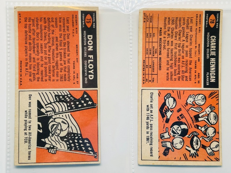 Photo 2 of 151782… vintage 1965 tallboy football cards in plastic sleeves 