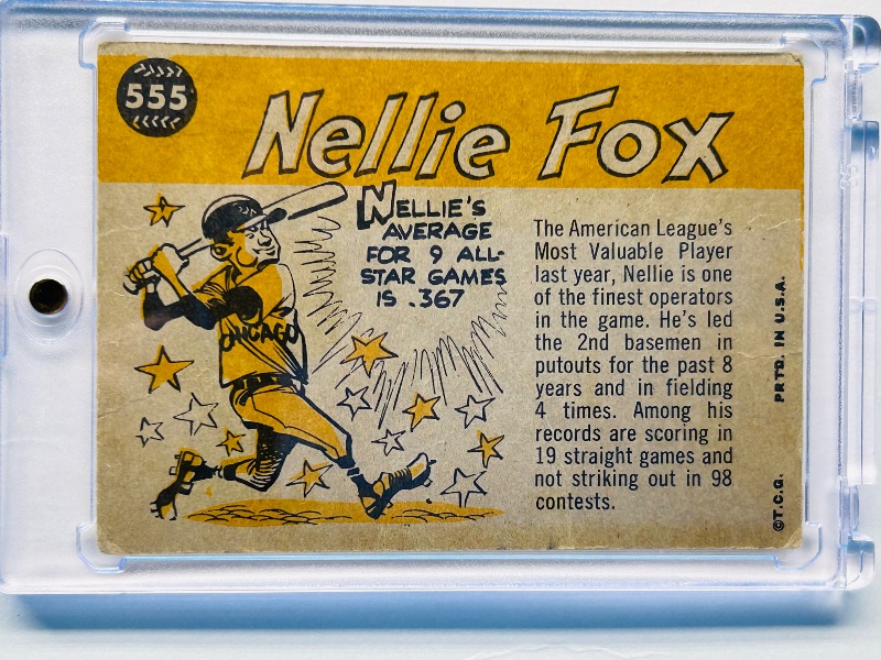 Photo 2 of 151807…vintage 1960 Nellie Fox card 555  in hard plastic case 