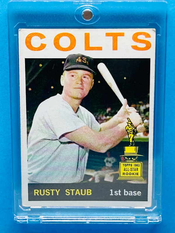 Photo 1 of 151810…vintage 1964 Rookie Rusty Staub card 109  in hard plastic case 