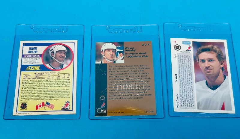 Photo 2 of 151827…3 Wayne Gretzky cards  in hard plastic sleeves 