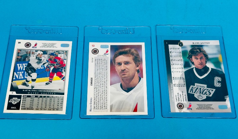 Photo 2 of 151828… 3 Wayne Gretzky cards in hard plastic sleeves 