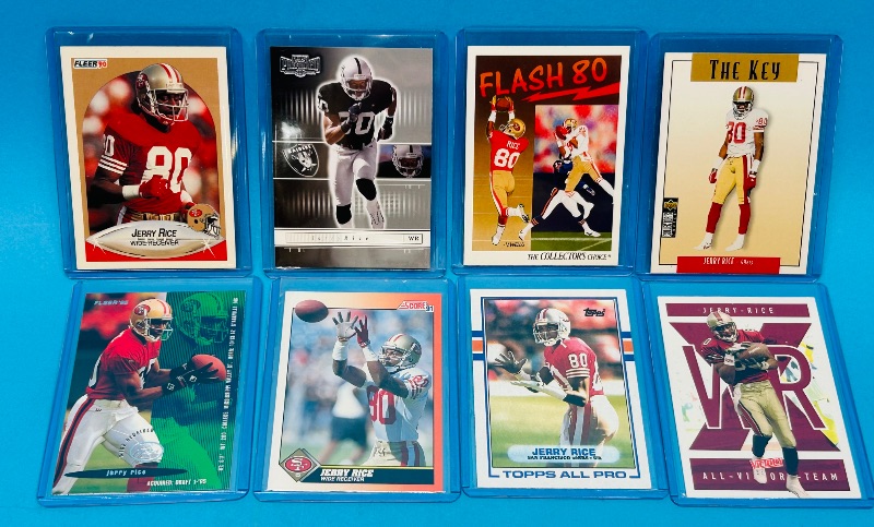 Photo 1 of 151894…8 Jerry Rice trading cards in hard plastic sleeves 