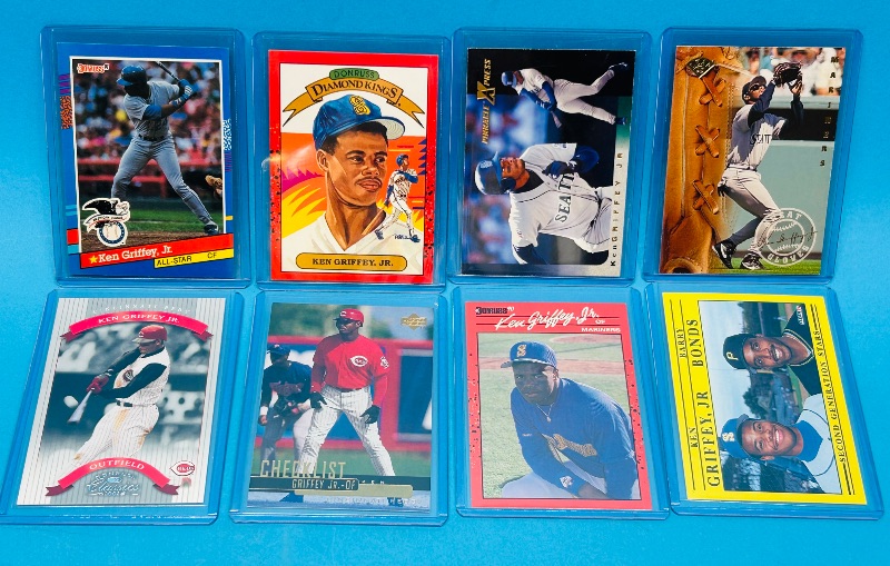 Photo 1 of 151895…8 Ken Griffey Jr. trading cards in hard plastic sleeves 