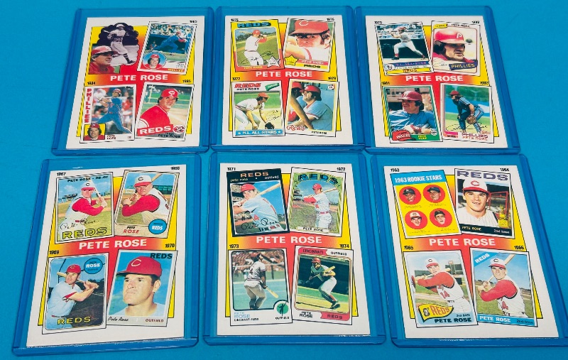 Photo 1 of 151896… 6 Pete Rose trading cards in hard plastic sleeves 